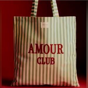NWOT Sezane Amour Club Green Stripe Tote Bag